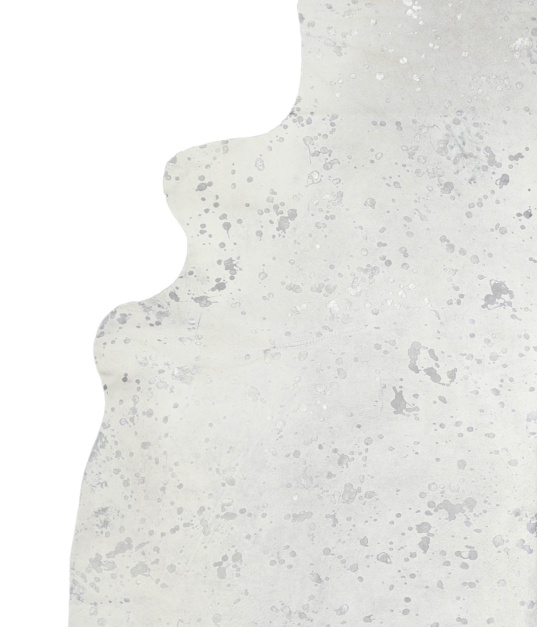 Metallic Silver White Cowhide Rug #A20219