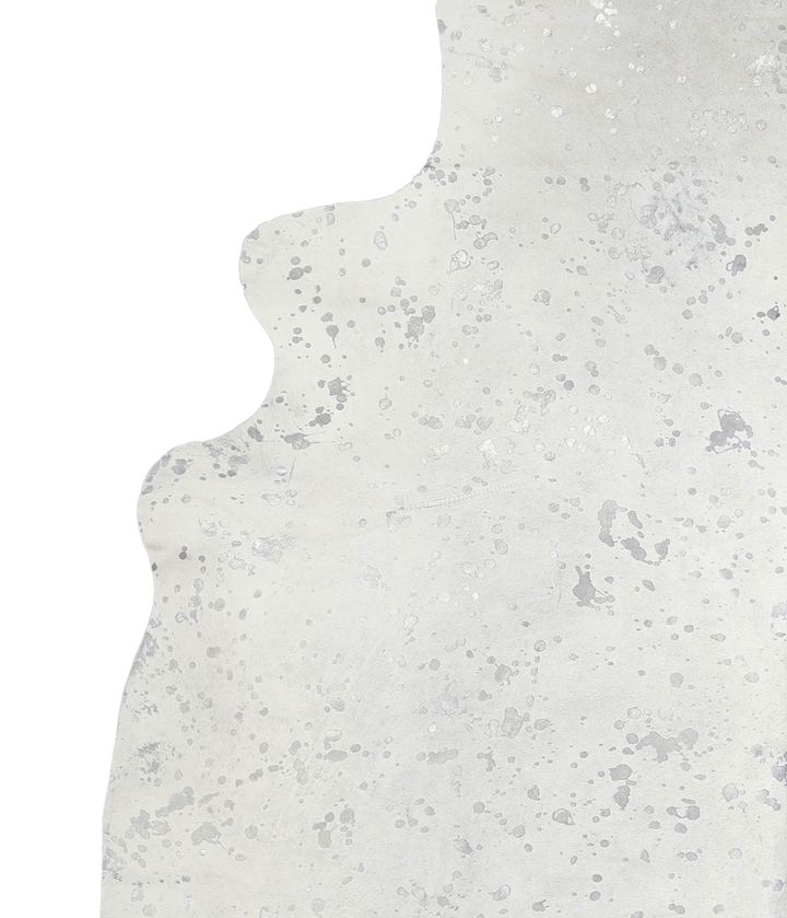 Metallic Silver White XX-Large Brazilian Cowhide Rug 7'6"H x 7'1"W #A20219 by Hudson Hides