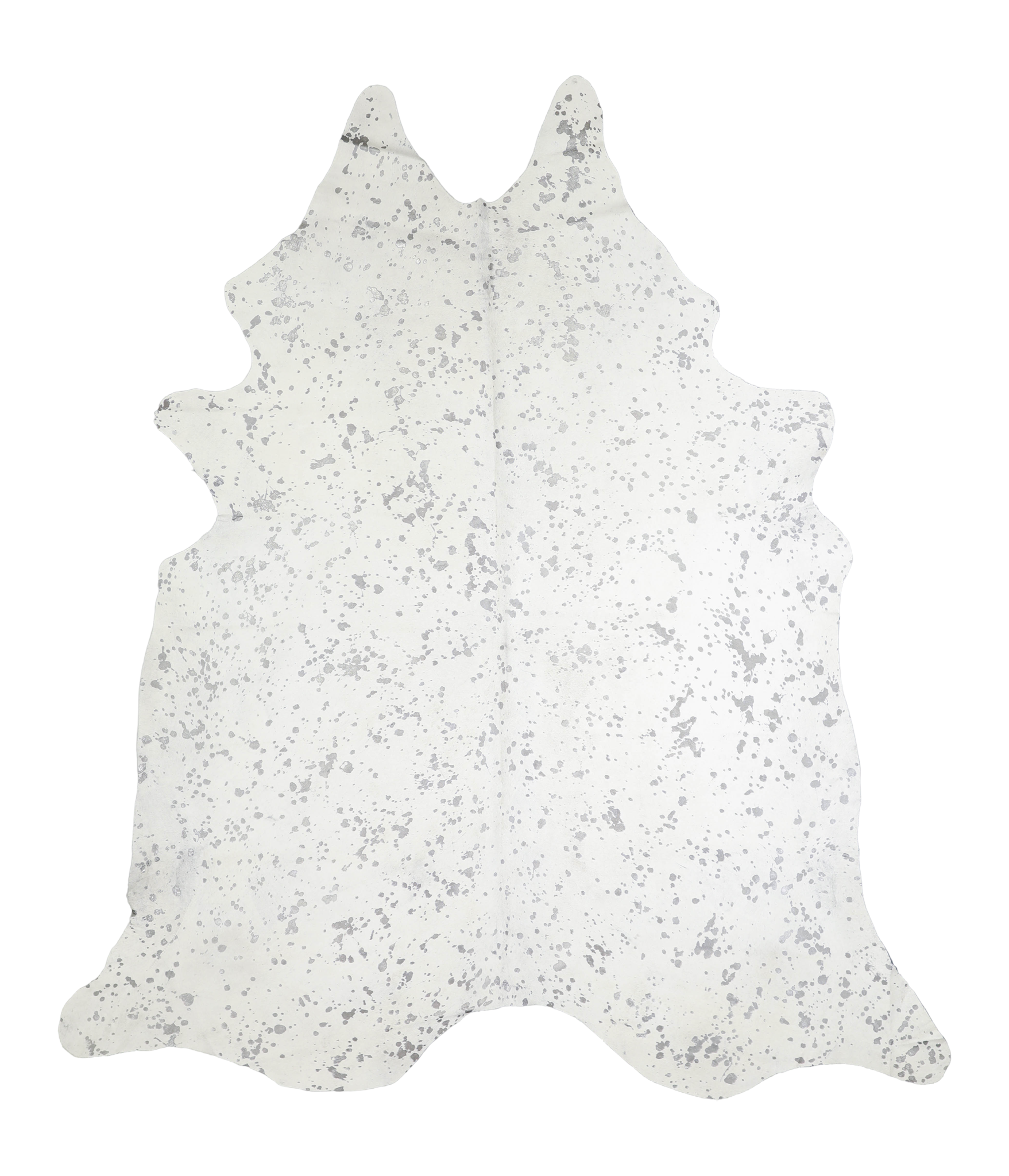 Metallic Silver White Cowhide Rug #A20249