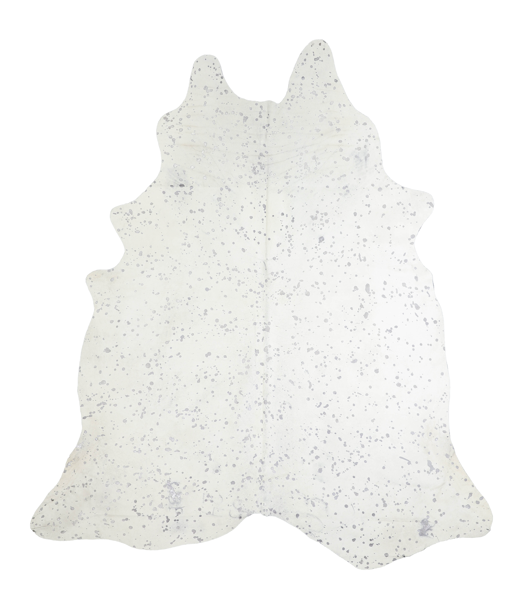 Metallic Silver White Cowhide Rug #A20250