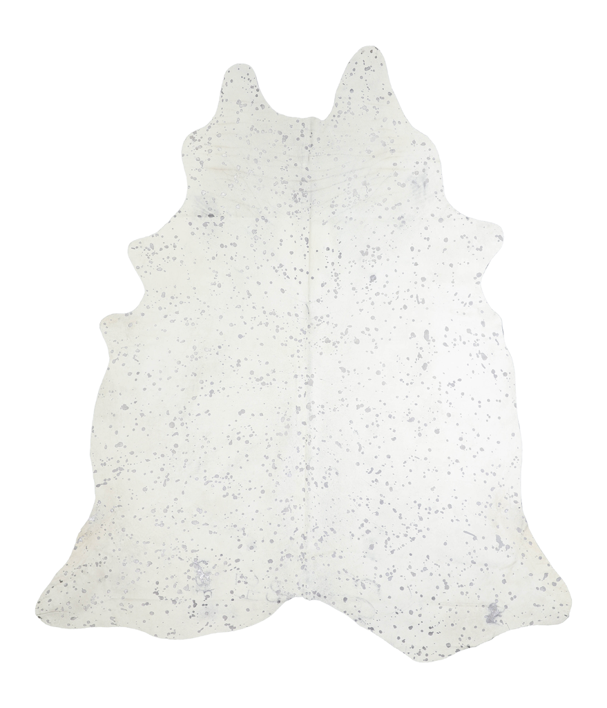 Metallic Silver White XX-Large Brazilian Cowhide Rug 8'1"H x 7'0"W #A20250 by Hudson Hides