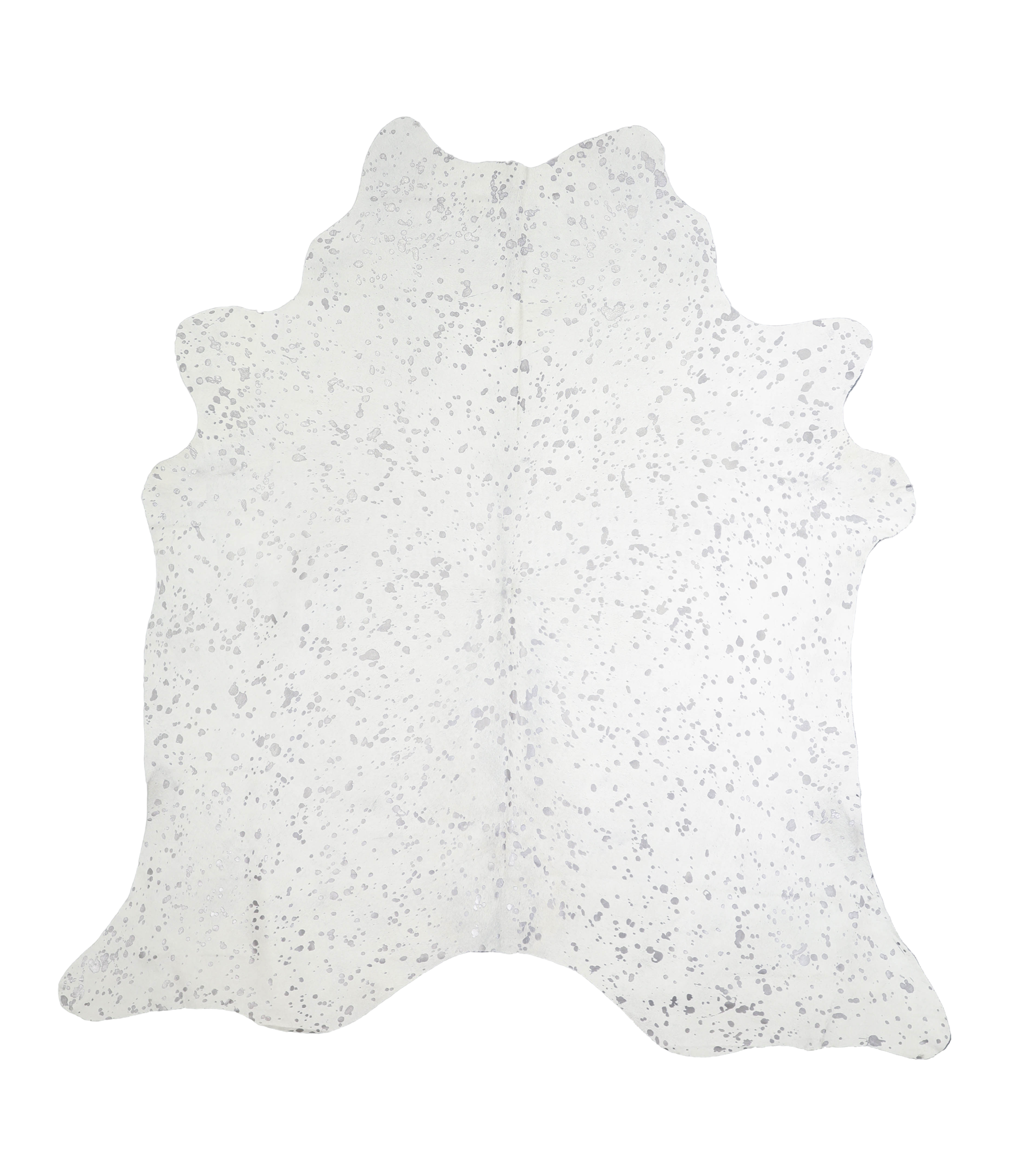 Metallic Silver White Cowhide Rug #A20251