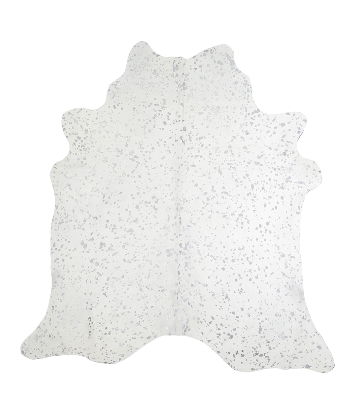 Metallic Silver White X-Large Brazilian Cowhide Rug 7'2"H x 6'9"W #A20251 by Hudson Hides
