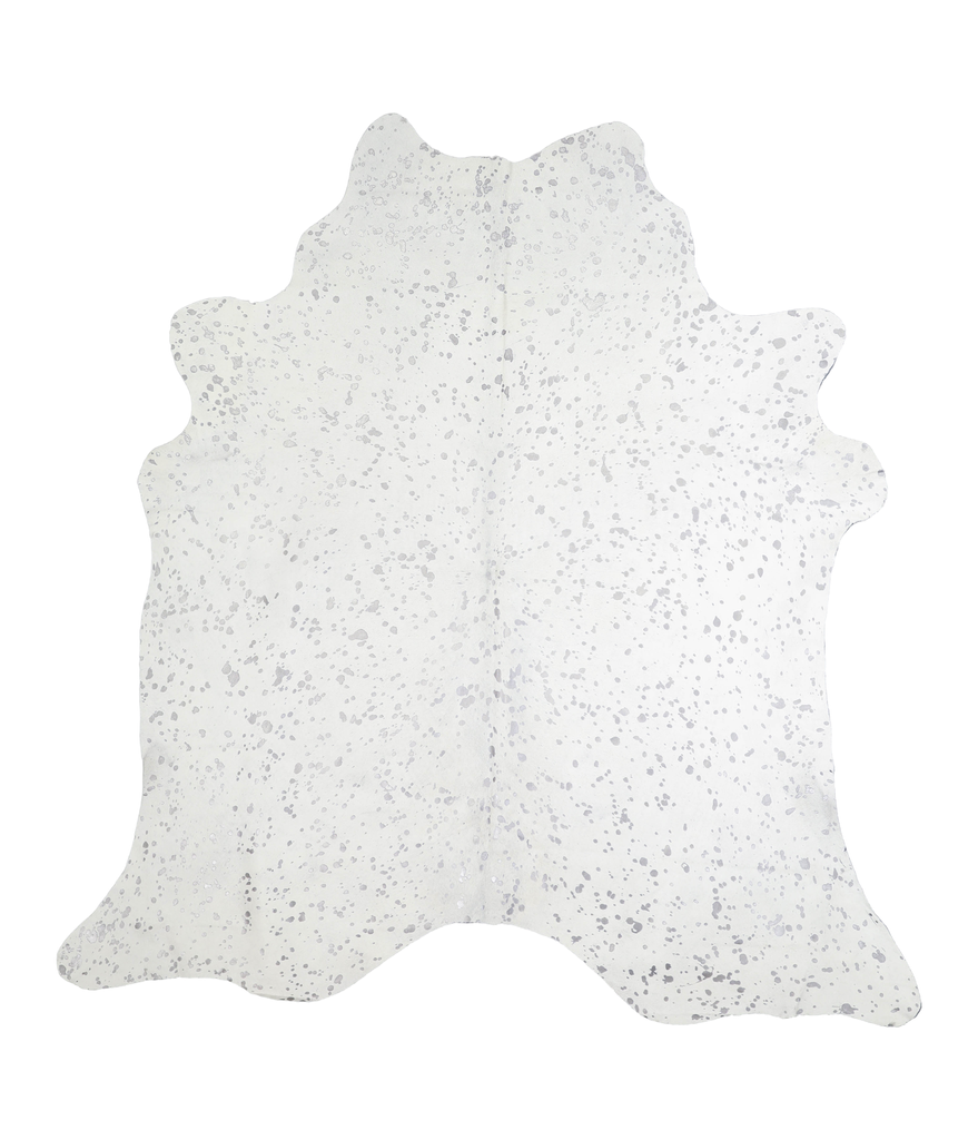 Metallic Silver White X-Large Brazilian Cowhide Rug 7'2"H x 6'9"W #A20251 by Hudson Hides