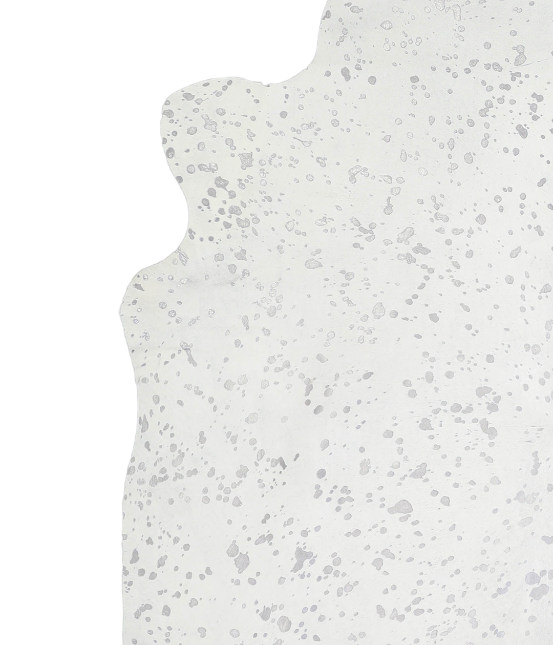 Metallic Silver White X-Large Brazilian Cowhide Rug 7'2"H x 6'9"W #A20