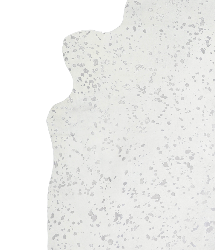 Metallic Silver White X-Large Brazilian Cowhide Rug 7'2"H x 6'9"W #A20251 by Hudson Hides