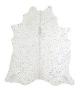 Metallic Silver White X-Large Brazilian Cowhide Rug 7'4"H x 6'4"W #A20252 by Hudson Hides