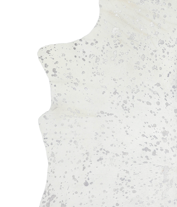 Metallic Silver White X-Large Brazilian Cowhide Rug 7'4"H x 6'4"W #A20252 by Hudson Hides