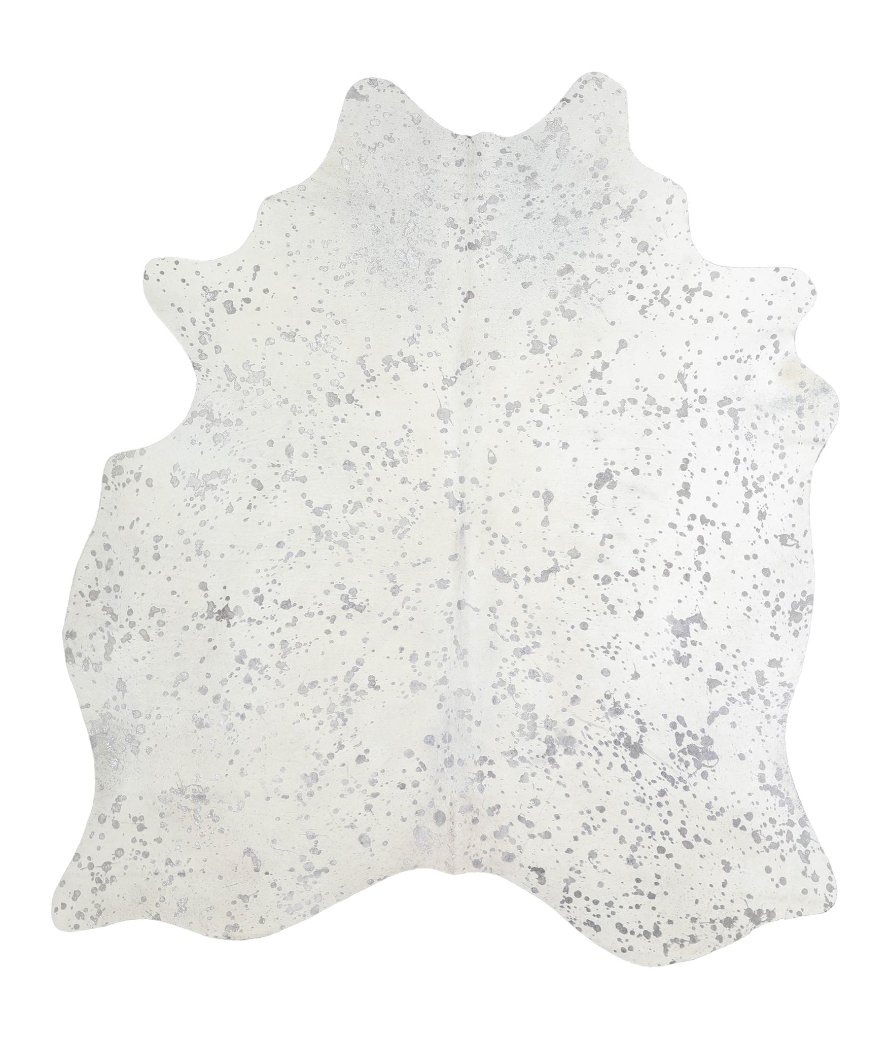 Metallic Silver White Cowhide Rug #A20254