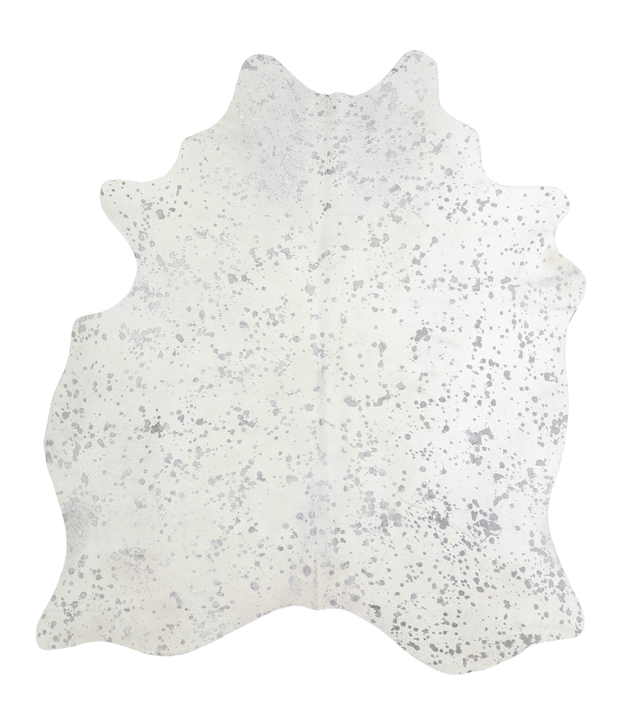 Metallic Silver White X-Large Brazilian Cowhide Rug 6'9"H x 5'11"W #A20254 by Hudson Hides