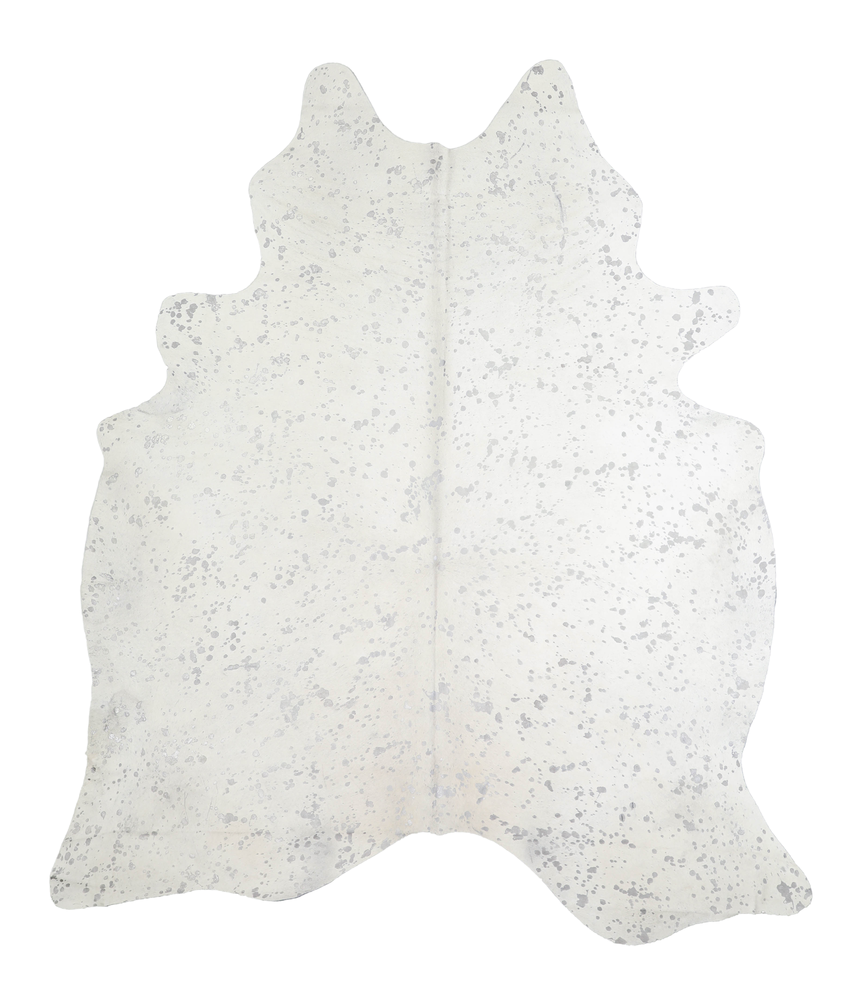 Metallic Silver White Cowhide Rug #A20256