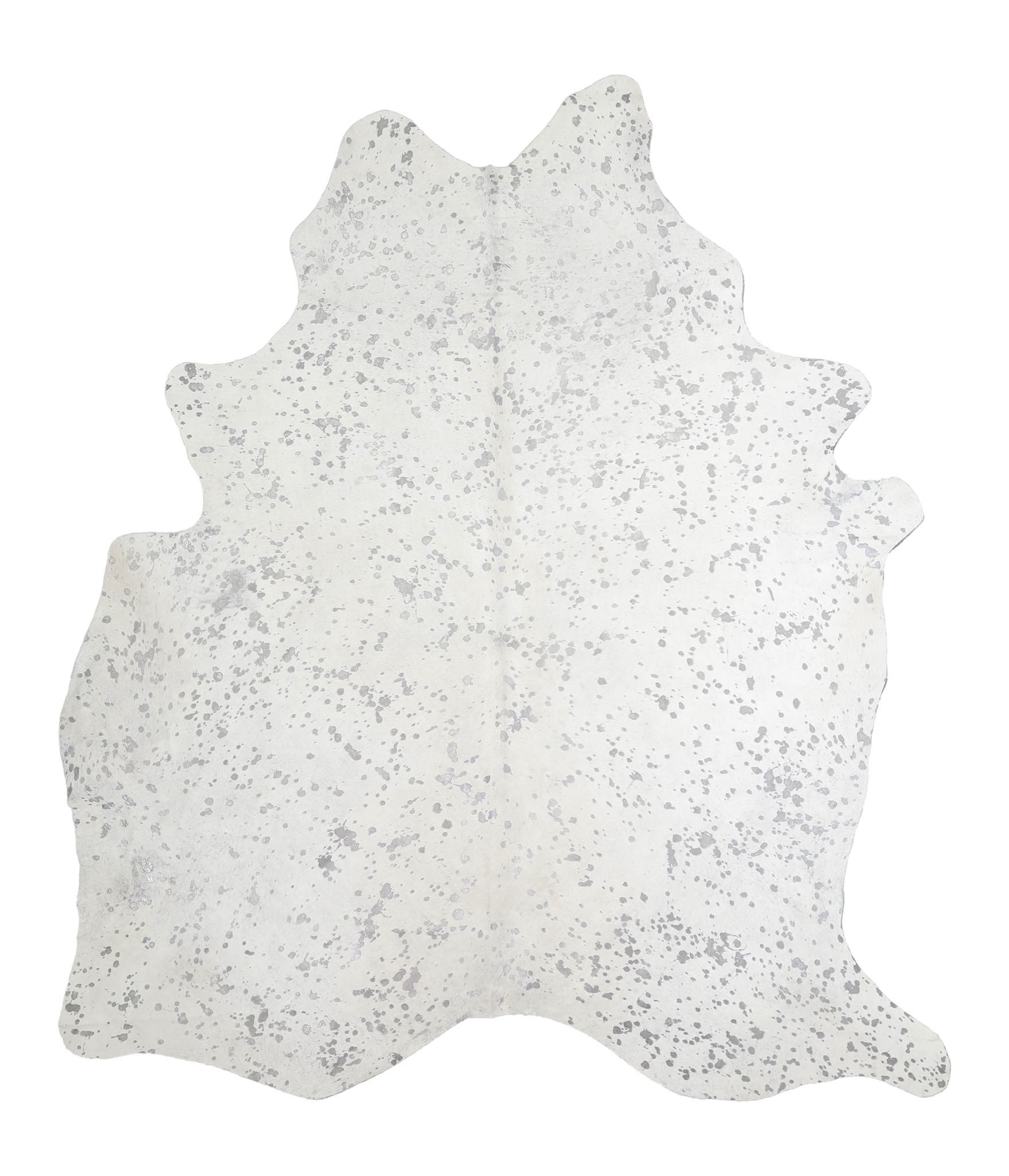 Metallic Silver White Cowhide Rug #A20258