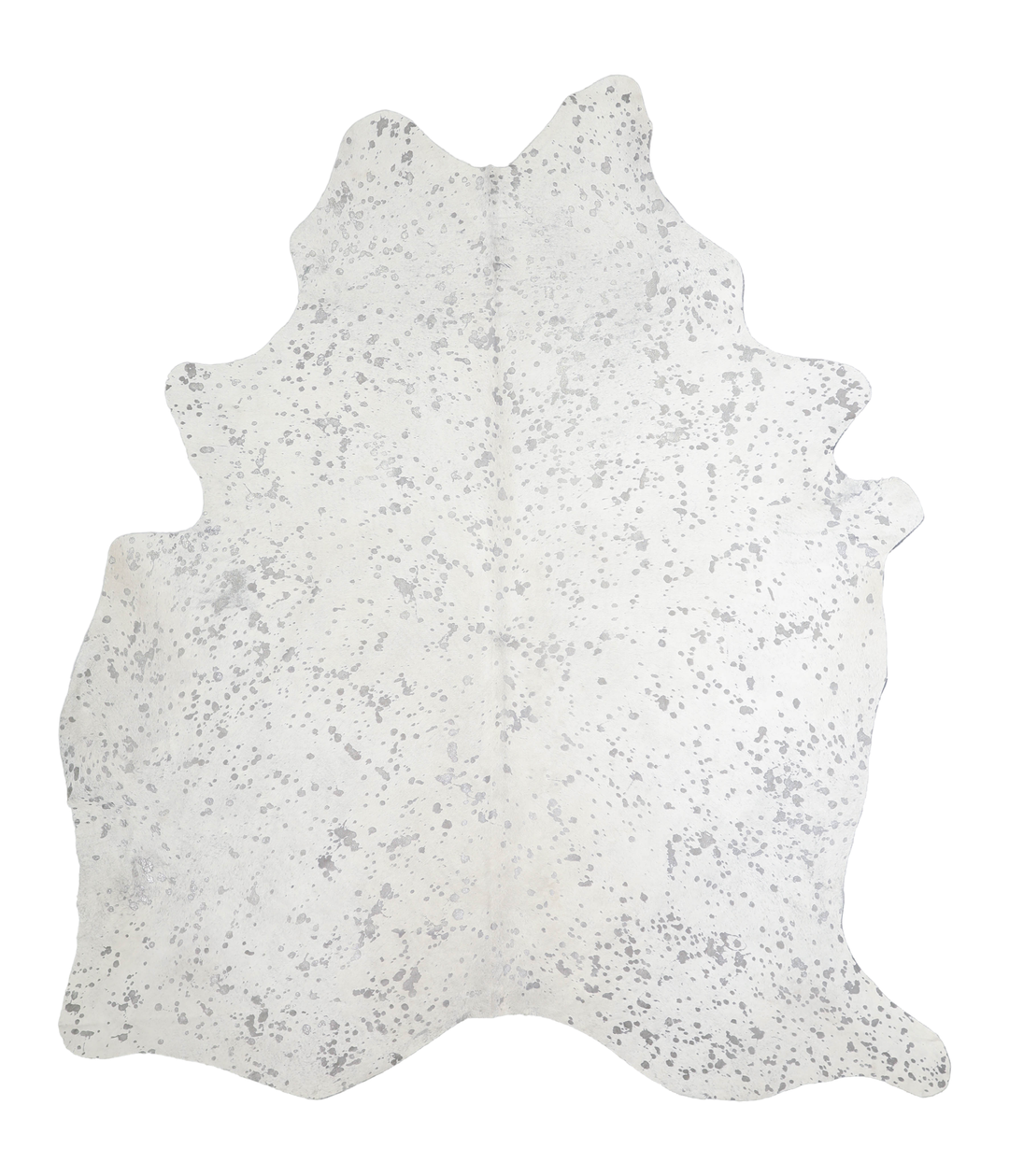 Metallic Silver White X-Large Brazilian Cowhide Rug 7'6"H x 6'5"W #A20