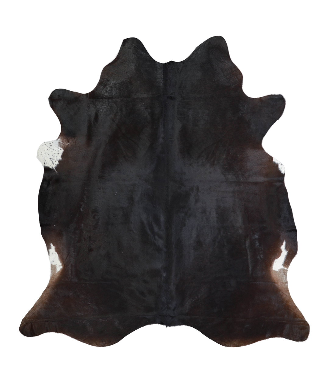 Solid Black X-Large Brazilian Cowhide Rug 7'1"H x 6'7"W #A20577 by Hud