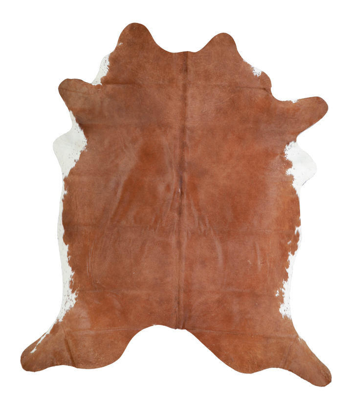 Brown and White Regular X-Large Brazilian Cowhide Rug 7'6"H x 6'4"W #A20586 by Hudson Hides