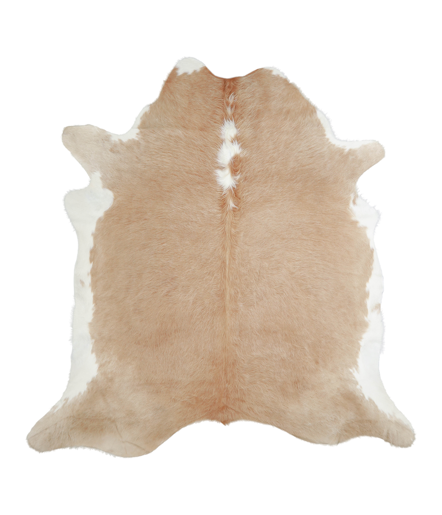 Beige and White XX-Large Brazilian Cowhide Rug 7'2"H x 6'11"W #A20614 by Hudson Hides