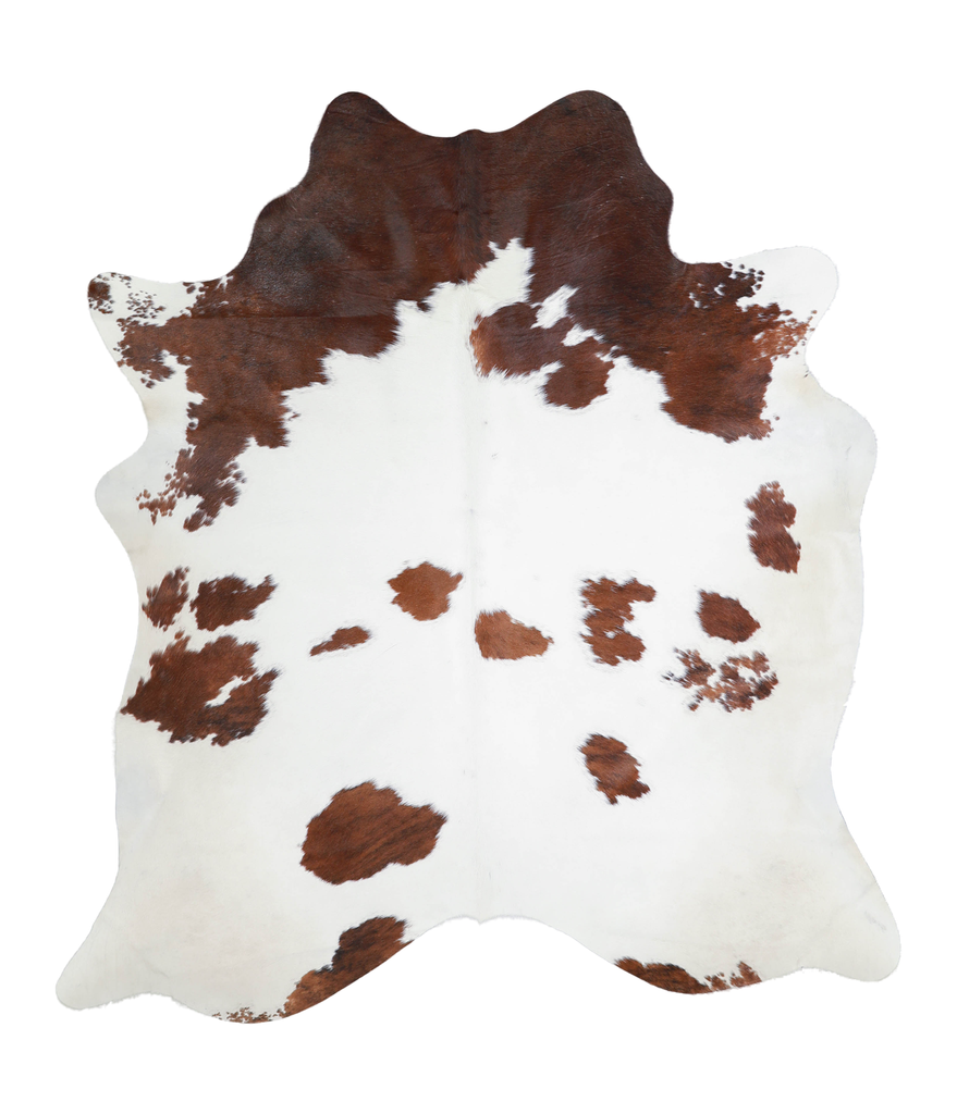 Brown and White Large Brazilian Cowhide Rug 6'8"H x 5'11"W #A20638 by Hudson Hides