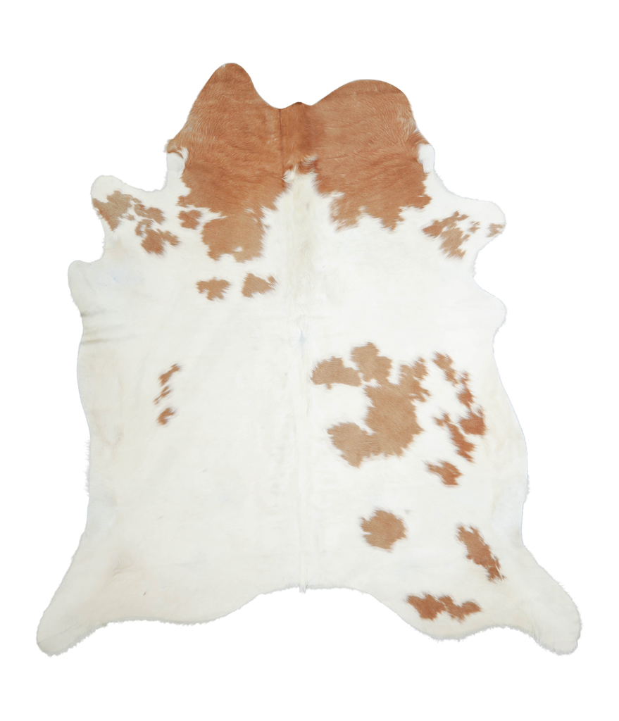 Beige and White X-Large Brazilian Cowhide Rug 7'3"H x 6'7"W #A20660 by Hudson Hides