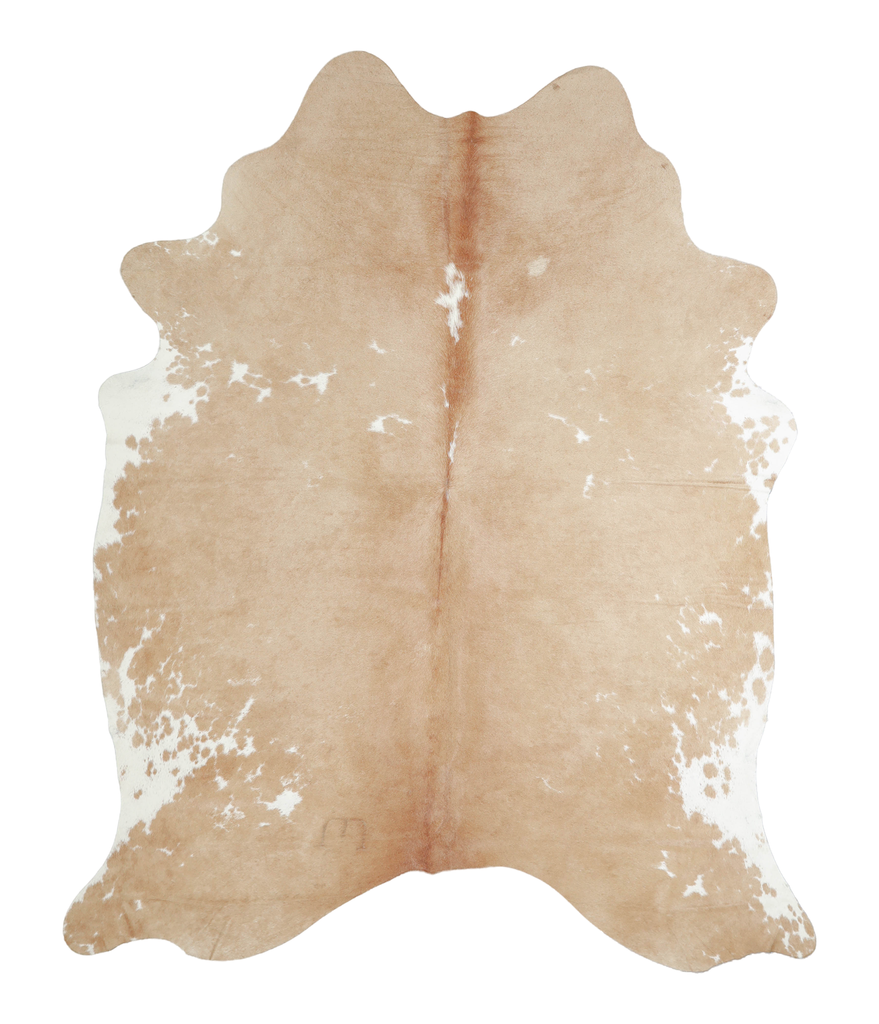Beige and White X-Large Brazilian Cowhide Rug 7'6"H x 6'1"W #A20771 by Hudson Hides