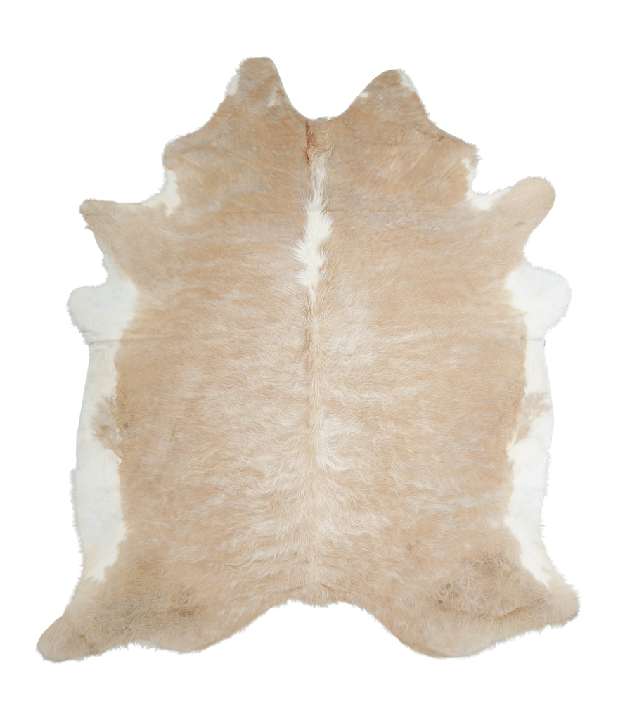 Beige and White XX-Large Brazilian Cowhide Rug 7'10"H x 6'11"W #A20798 by Hudson Hides