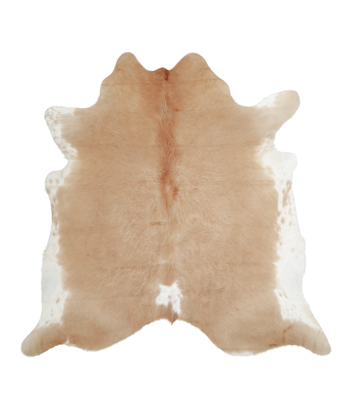 Beige and White X-Large Brazilian Cowhide Rug 6'9"H x 6'10"W #A20807 by Hudson Hides