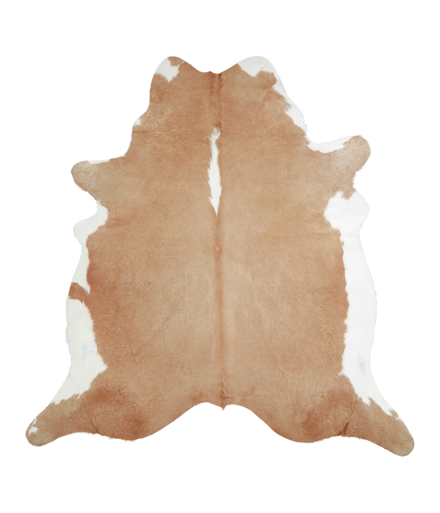 Beige and White XX-Large Brazilian Cowhide Rug 7'7"H x 7'3"W #A20879 by Hudson Hides