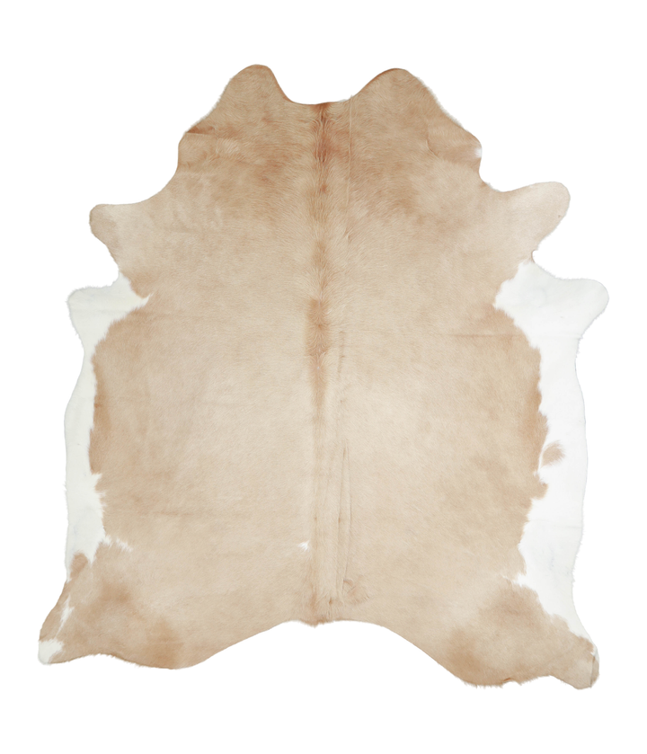 Beige and White X-Large Brazilian Cowhide Rug 7'4"H x 6'7"W #A20893 by Hudson Hides