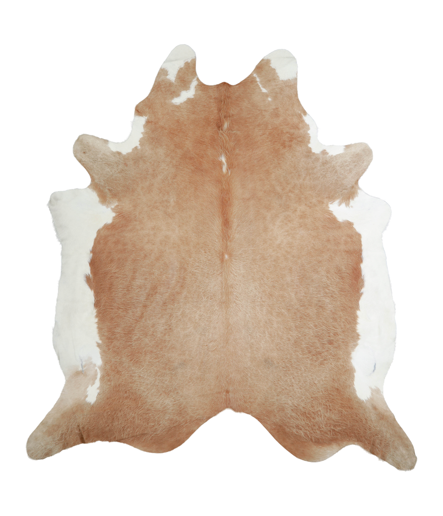 Beige and White XX-Large Brazilian Cowhide Rug 8'4"H x 7'7"W #A20948 by Hudson Hides