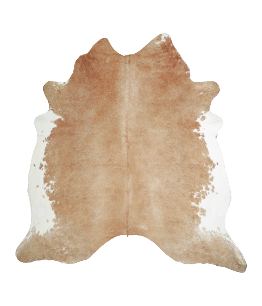 Beige and White XX-Large Brazilian Cowhide Rug 7'8"H x 7'4"W #A20949 by Hudson Hides