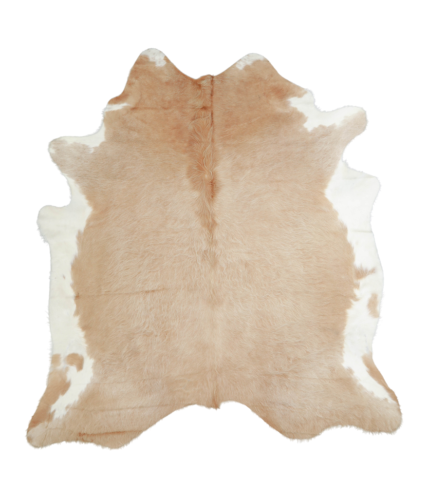 Beige and White XX-Large Brazilian Cowhide Rug 7'4"H x 6'10"W #A20958 by Hudson Hides