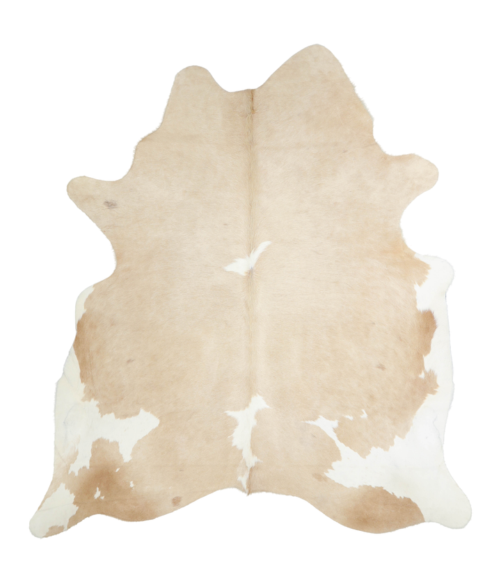 Beige and White X-Large Brazilian Cowhide Rug 7'4"H x 6'6"W #A20962 by Hudson Hides