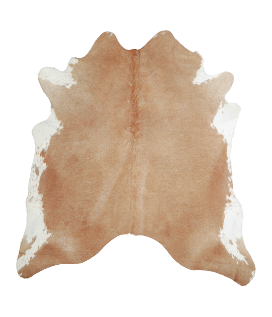 Beige X-Large Brazilian Cowhide Rug 7'0"H x 6'6"W #A20984 by Hudson Hides
