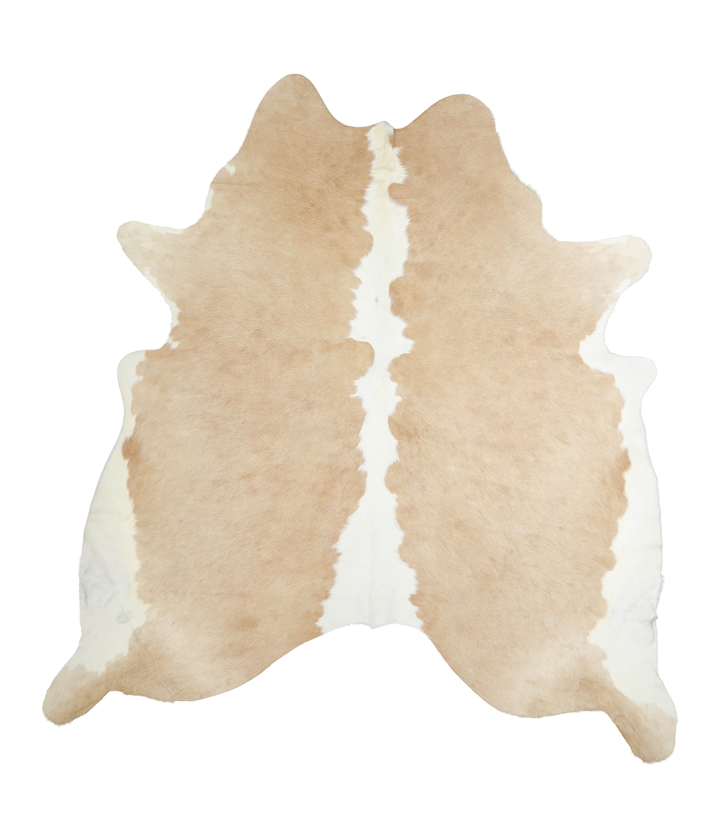 Beige and White XX-Large Brazilian Cowhide Rug 7'9"H x 7'1"W #A20988 by Hudson Hides
