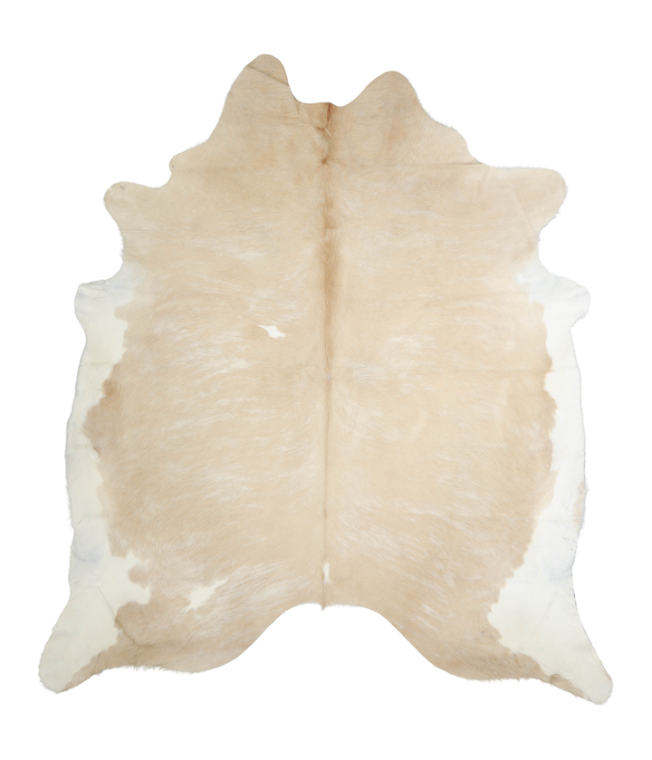 Beige and White XX-Large Brazilian Cowhide Rug 8'4"H x 7'4"W #A20989 by Hudson Hides