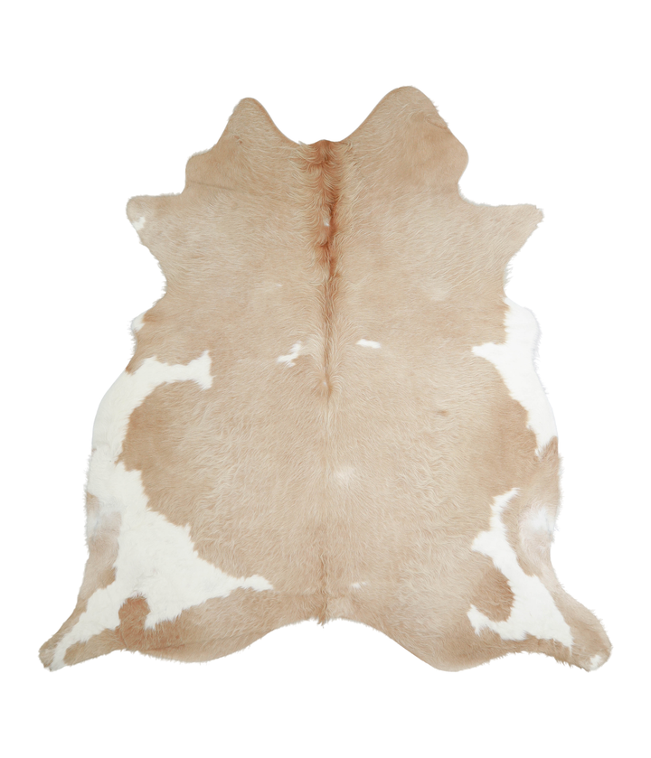 Beige and White XX-Large Brazilian Cowhide Rug 7'2"H x 7'0"W #A20992 by Hudson Hides