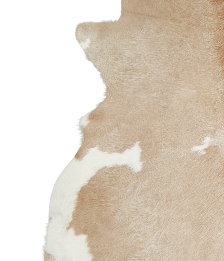 Beige and White XX-Large Brazilian Cowhide Rug 7'2"H x 7'0"W #A20992 by Hudson Hides