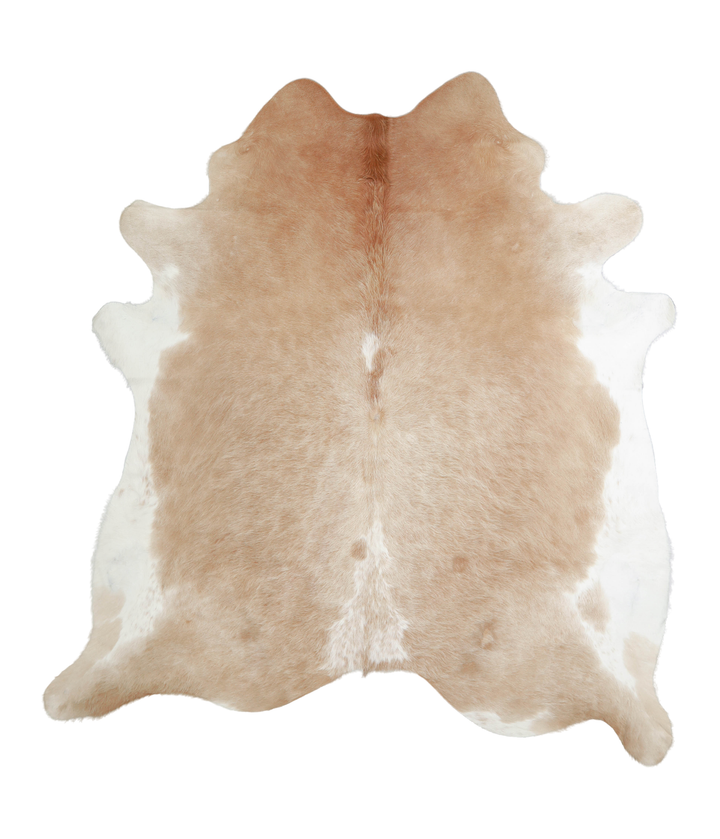 Beige and White XX-Large Brazilian Cowhide Rug 7'7"H x 6'10"W #A21009 by Hudson Hides