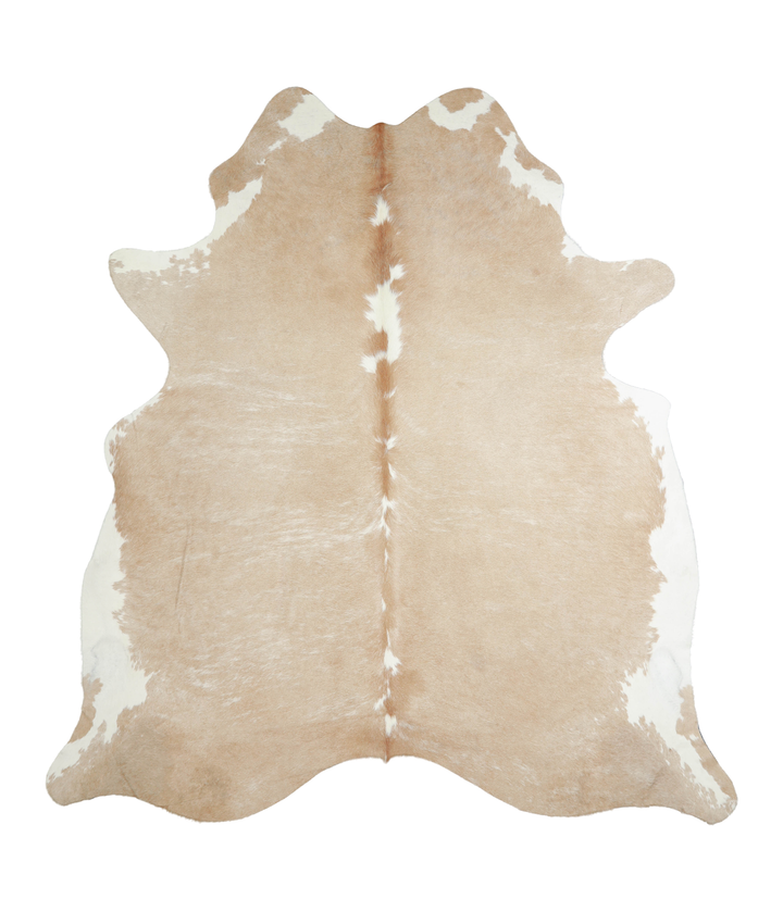 Beige and White XX-Large Brazilian Cowhide Rug 7'9"H x 7'2"W #A21027 by Hudson Hides
