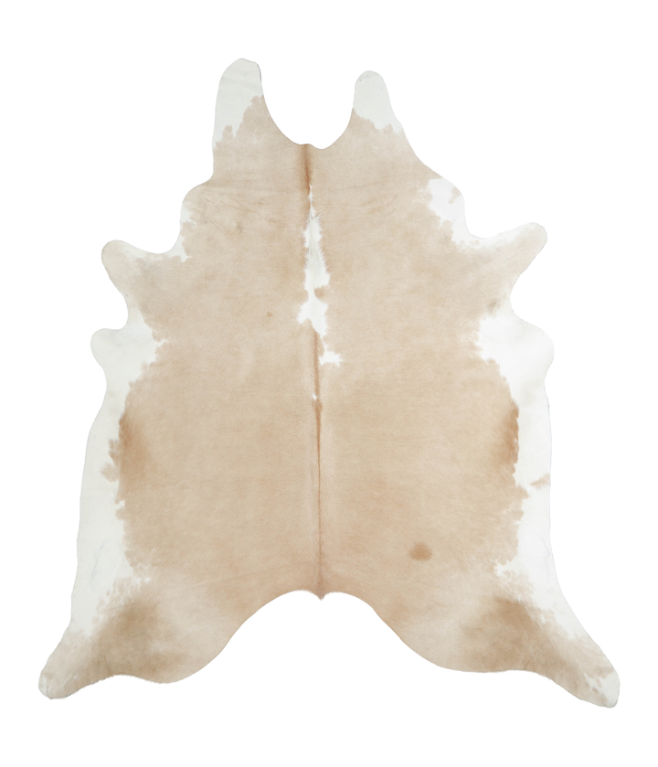 Beige and White XX-Large Brazilian Cowhide Rug 7'10"H x 7'0"W #A21035 by Hudson Hides