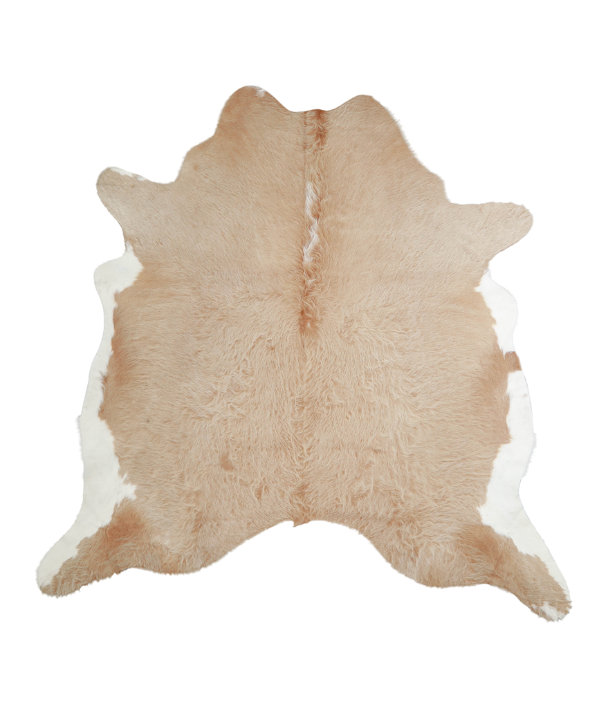 Beige and White XX-Large Brazilian Cowhide Rug 7'1"H x 7'0"W #A21038 by Hudson Hides