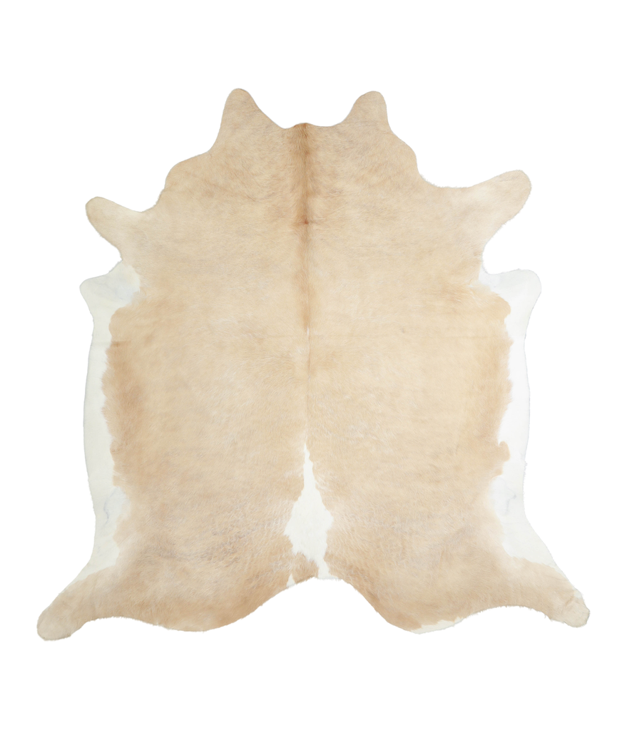 Beige and White XX-Large Brazilian Cowhide Rug 7'2"H x 7'1"W #A21054 by Hudson Hides