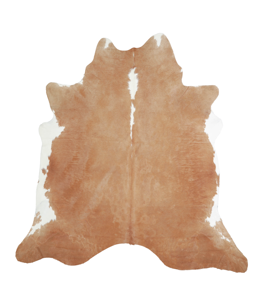 Beige and White XX-Large Brazilian Cowhide Rug 7'3"H x 6'11"W #A21069 by Hudson Hides