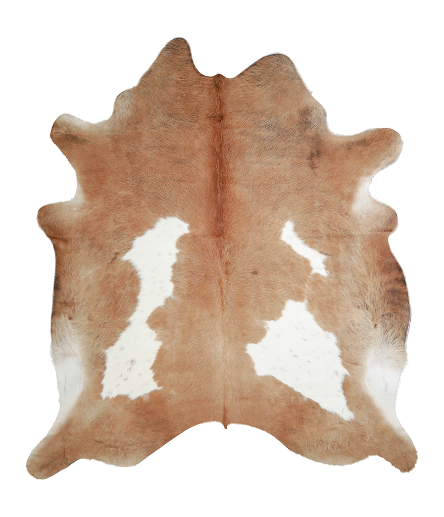 Brown and White XX-Large Brazilian Cowhide Rug 8'1"H x 7'1"W #A21076 by Hudson Hides