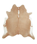 Beige and White X-Large Brazilian Cowhide Rug 7'2"H x 6'8"W #A21089 by Hudson Hides