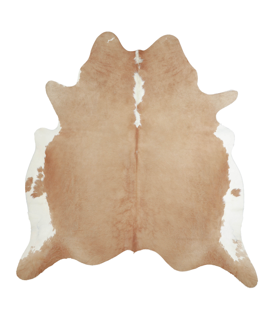 Beige and White X-Large Brazilian Cowhide Rug 7'2"H x 6'8"W #A21089 by Hudson Hides