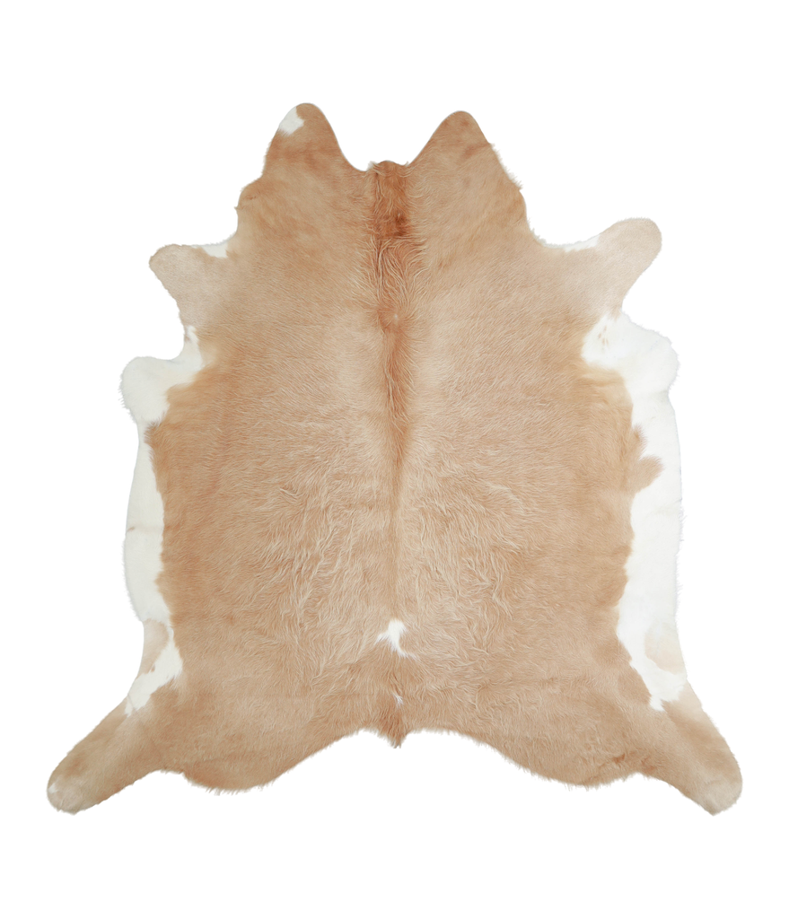 Beige and White XX-Large Brazilian Cowhide Rug 7'2"H x 6'11"W #A21108 by Hudson Hides