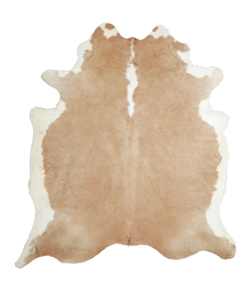 Beige and White XX-Large Brazilian Cowhide Rug 7'8"H x 6'10"W #A21156 by Hudson Hides