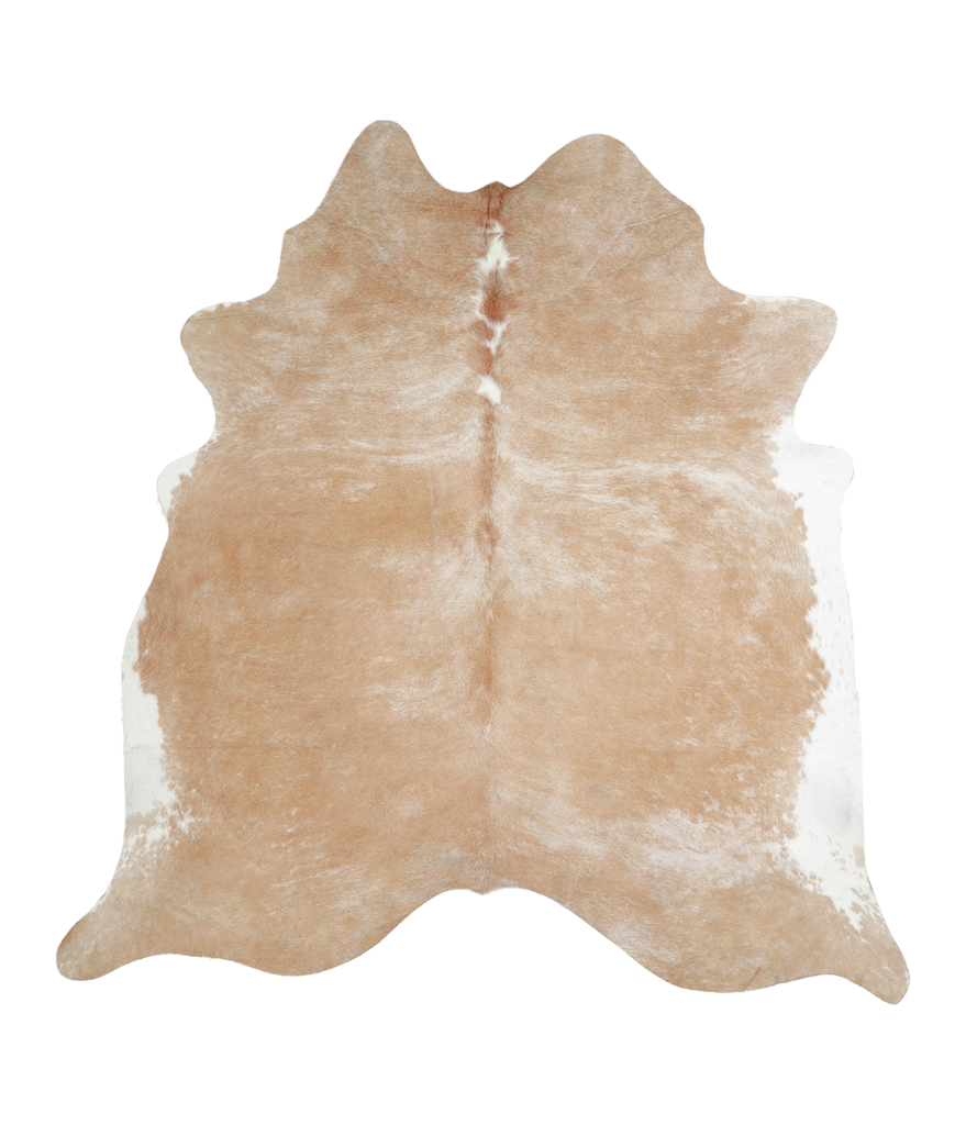Beige and White XX-Large Brazilian Cowhide Rug 7'2"H x 6'11"W #A21203 by Hudson Hides