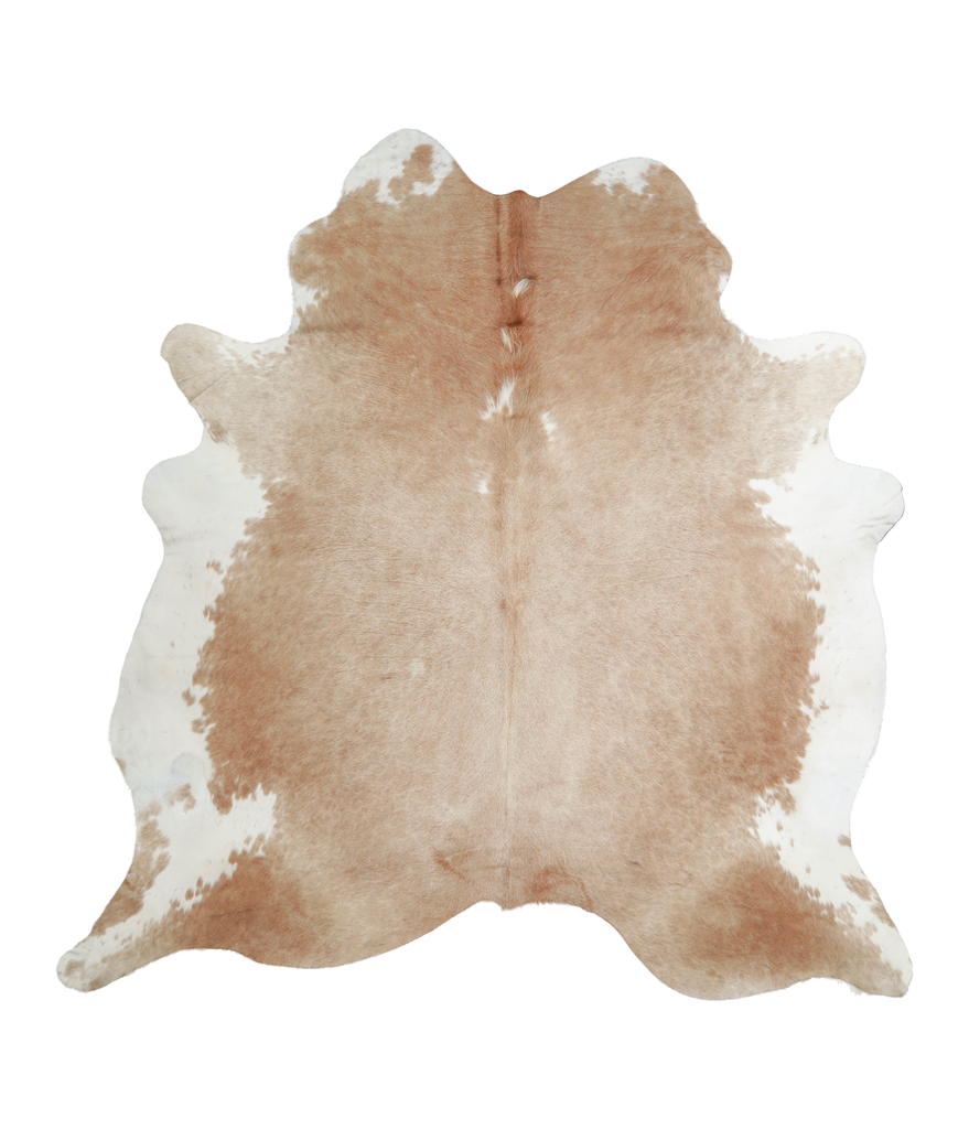 Beige and White XX-Large Brazilian Cowhide Rug 7'3"H x 7'0"W #A21228 by Hudson Hides