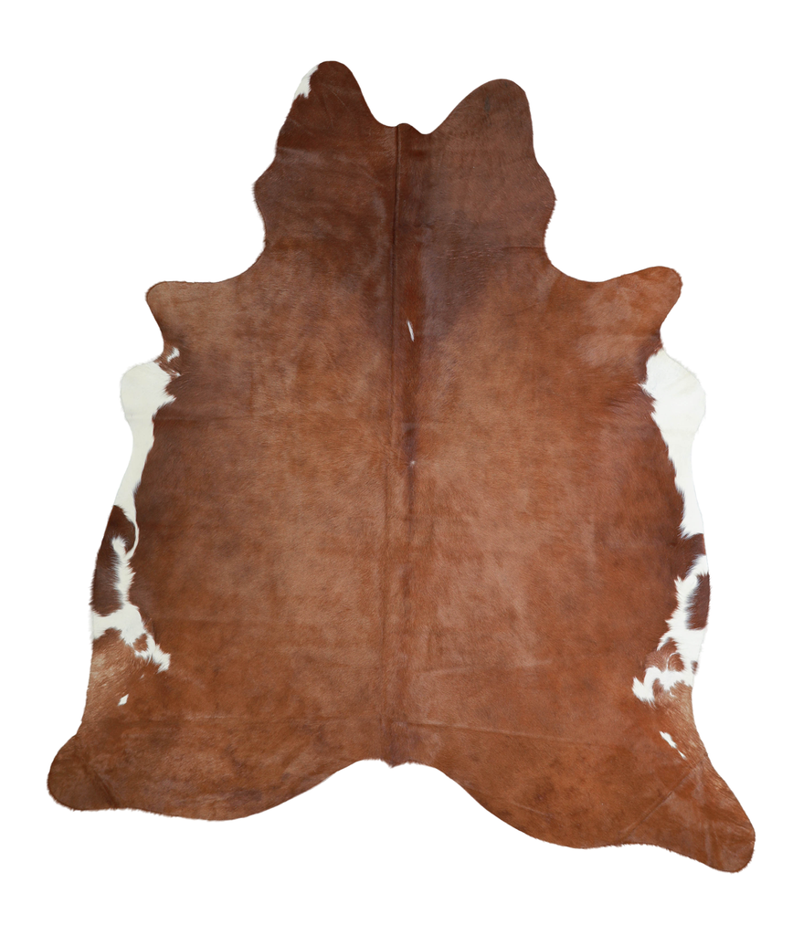 Brown and White Regular X-Large Brazilian Cowhide Rug 7'6"H x 6'6"W #A21279 by Hudson Hides